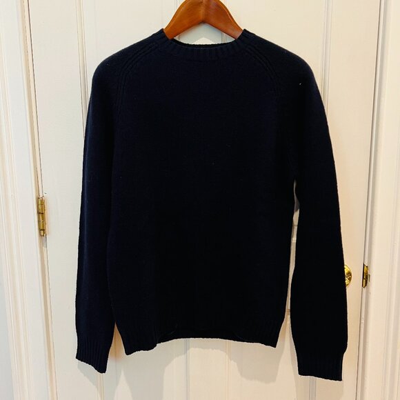 Vintage 90's J.Crew Wool Fisherman Crewneck Navy Sweater Size Small - Picture 1 of 16